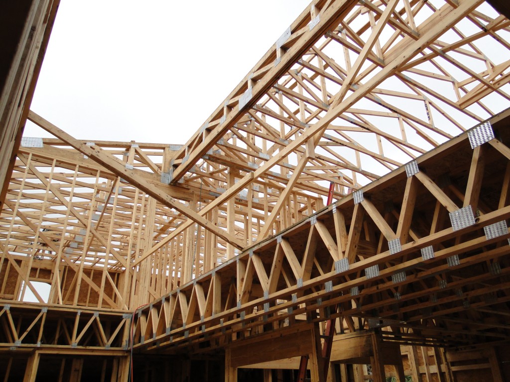 Erecting The New Roof Framing, Partial Engineered Trusses And Partial Conventional Frame
